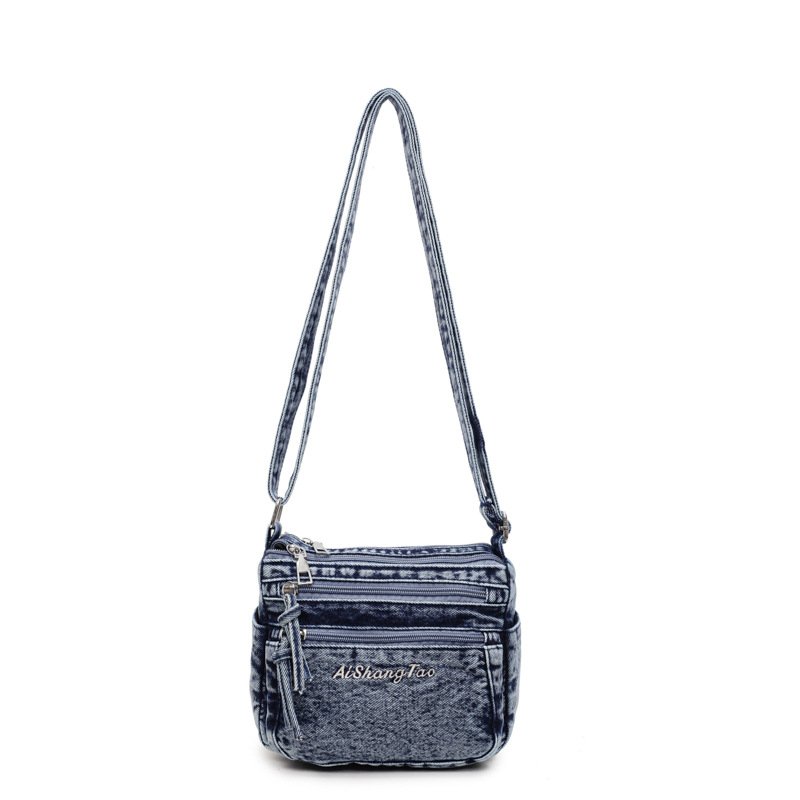 1-1-1.jpg Denim Multi?Pocket Crossbody Shoulder Bag - Image 1