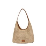 Woven Straw Hobo Shoulder Tote Bag