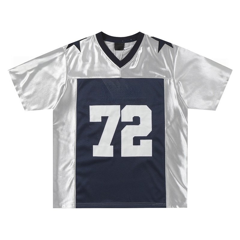 12-6.jpg Silver #72 Short Sleeve Football Jersey - Image 1