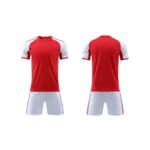 Red White Color Block Soccer Uniform Set