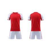Red White Color Block Soccer Uniform Set