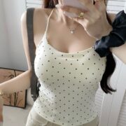 Polka Dot Print Slim Fit Cami Tank Top