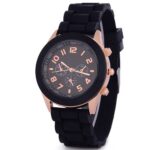 Sporty Analog Watch with Black Silicone Strap