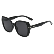 Black Square Oversized Sunglasses with Metal T?Logo Accent