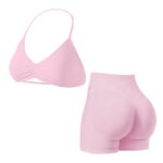 Pink 2-Piece Halter Top & High?Waist Short Set